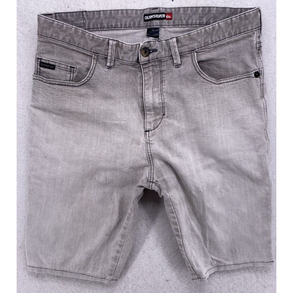 Quiksilver Mens 34 Gray Stretch Denim Shorts Gray Fade 5-Pocket Modern Fit Summe